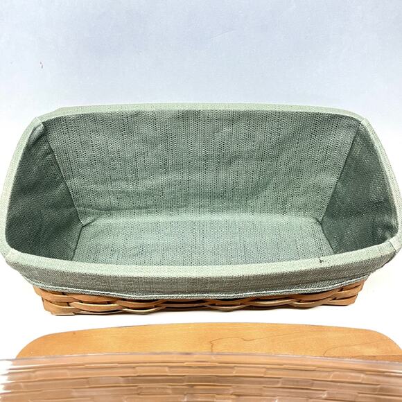 Longaberger Vanity Basket with Wood Lid Cloth Liner Plastic Liner - Picture 4 of 10